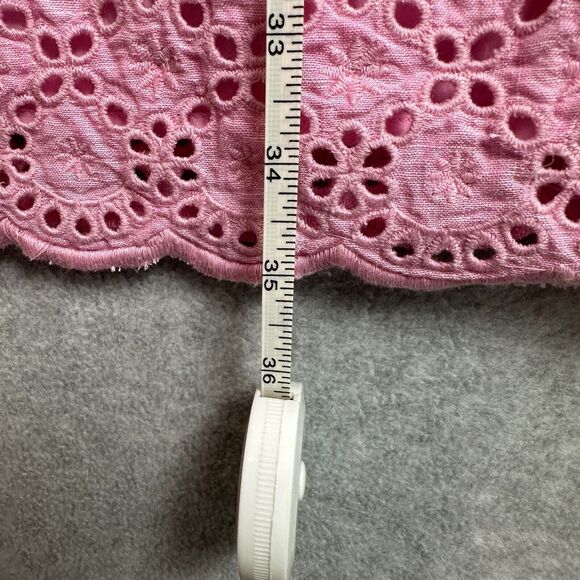 Talbot Linen Cotton Scalloped‎ Crochet Pink Lined Shift Dress Sleeveless Women 2 - Picture 6 of 14